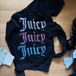 Juicy Couture Black Hoodie with Gradient Logo P XS Vintage rare